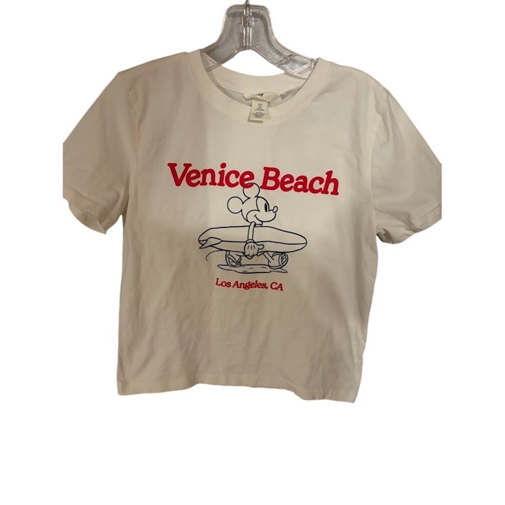 HM Disney Mickey Mouse Venice Beach Los Angeles White Graphic Tee Shirt‎ Small
